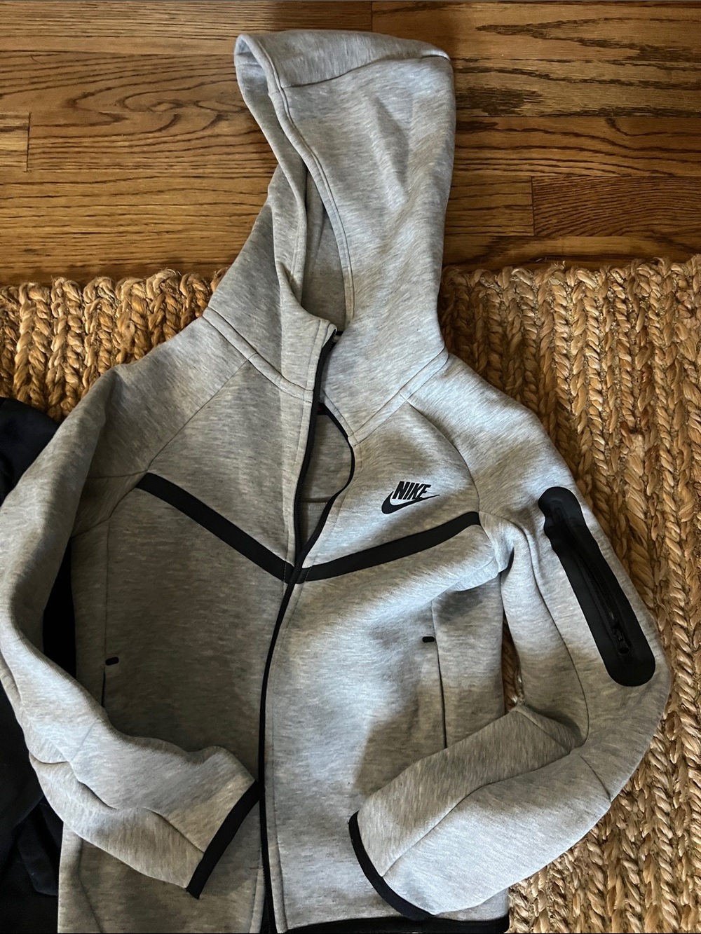 Nike Heather Youth Hooded Jacket with Black Trim, xs